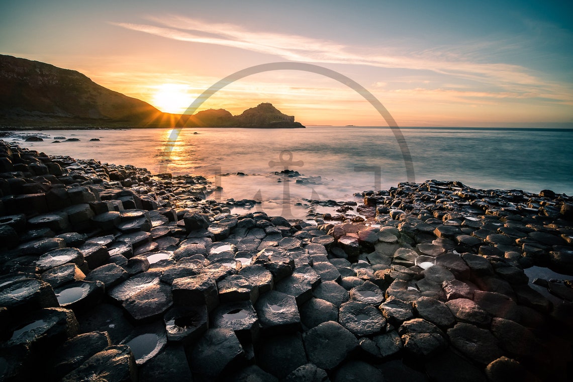 Giant's Causeway Basalt Stones Northern Ireland Sunset Poster - Image 3
