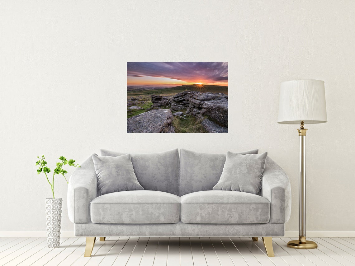 Dartmoor Granite Tor At Sunset Over Glowing Devon Moorland Poster - Image 2