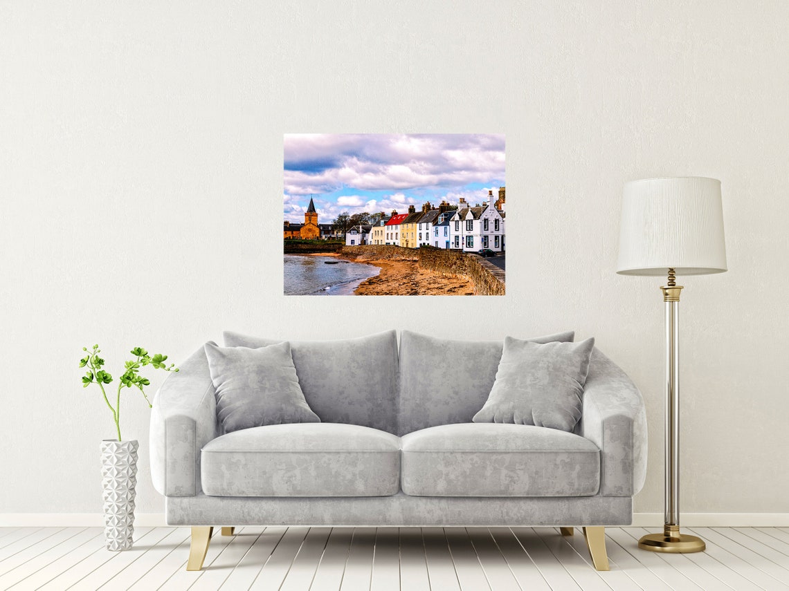 Anstruther Fife Scotland Colourful Harbour Cottages Beach Scene Poster - Image 2