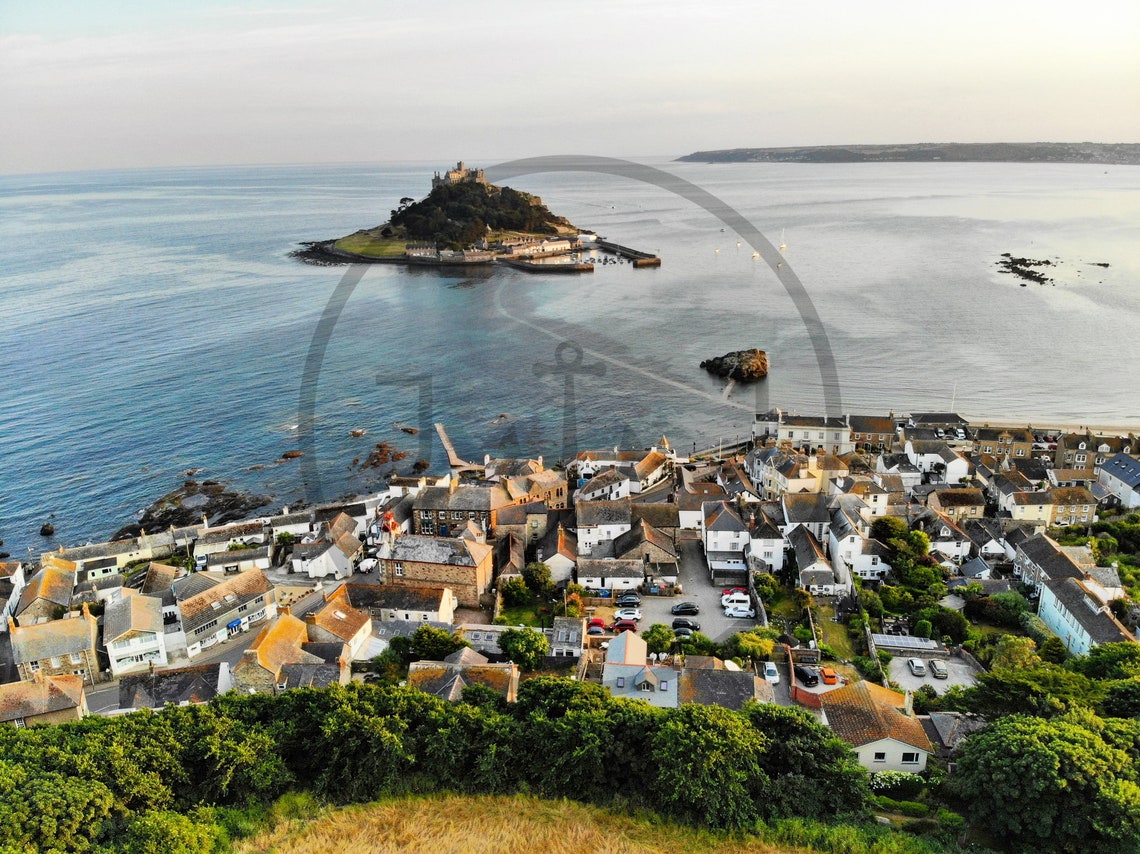 Marazion With St Michaels Mount Cornwall Coast Aerial Poster - Image 3