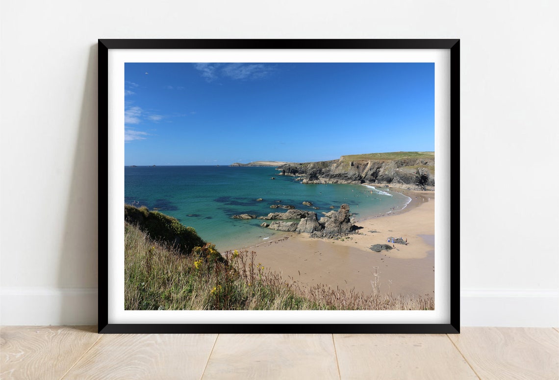 Porthcothan Bay North Cornwall Turquoise Cove Rocky Shore Poster