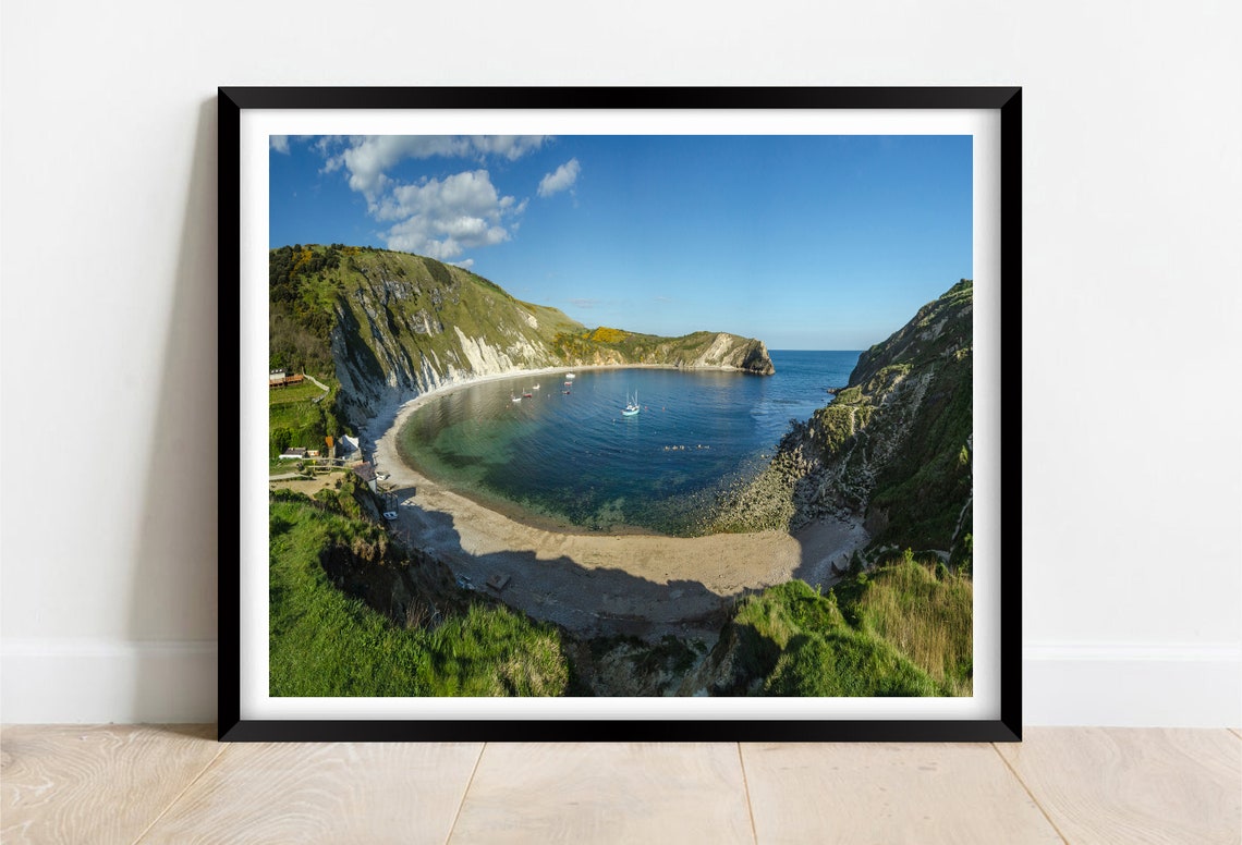 Lulworth Cove Jurassic Coast Dorset Circular Cove Boats Poster
