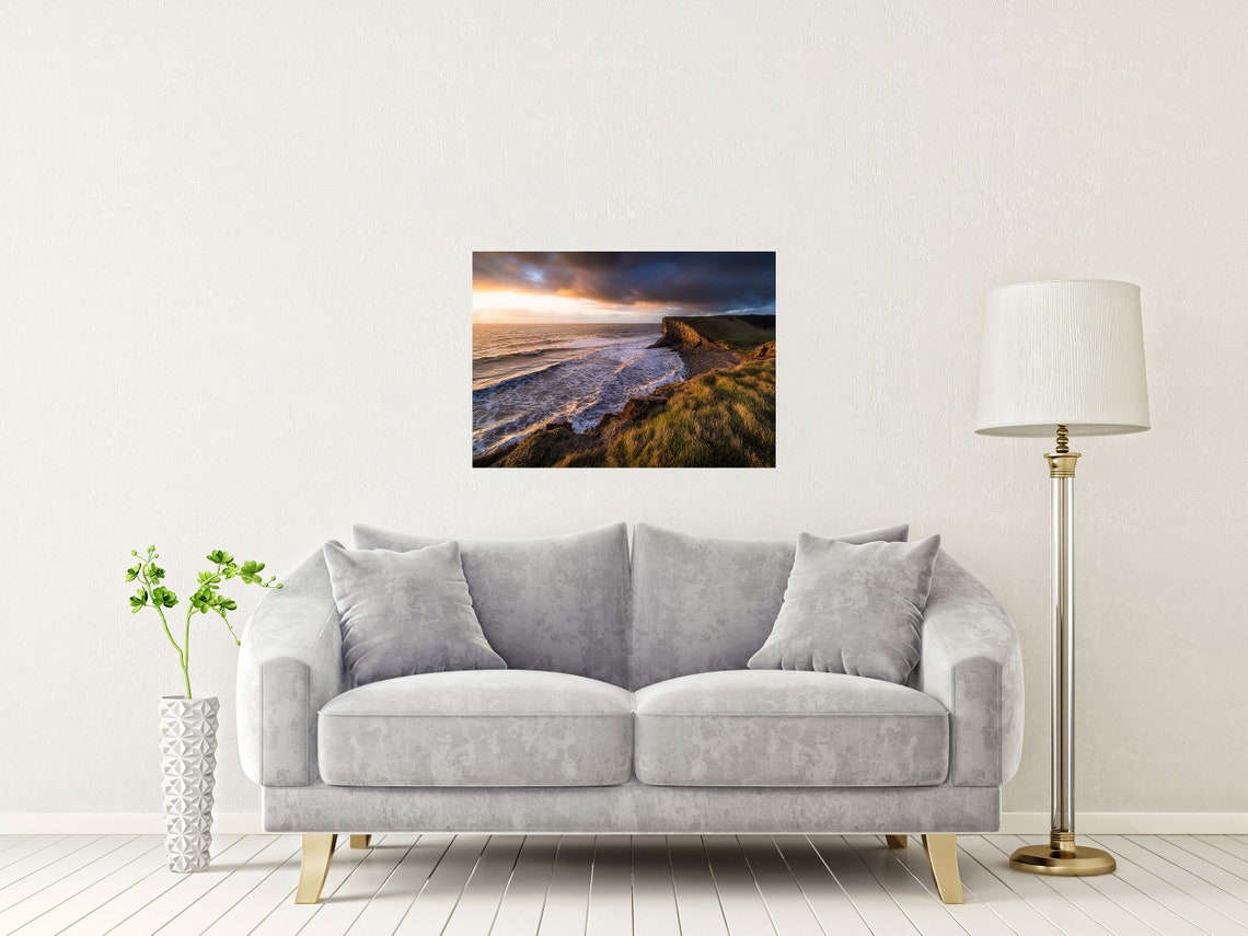 Nash Point Beach Glamorgan Wales Sunset Limestone Cliffs Poster - Image 2