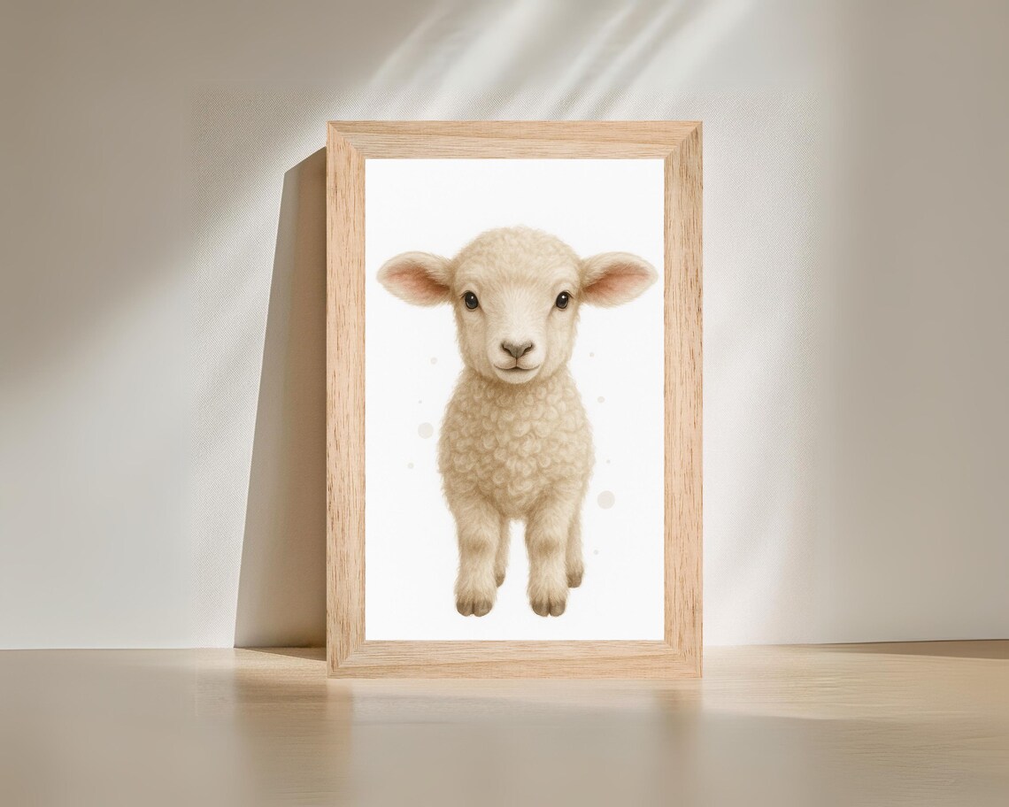 Farm Nursery Lamb Poster, Cute Sheep Decor