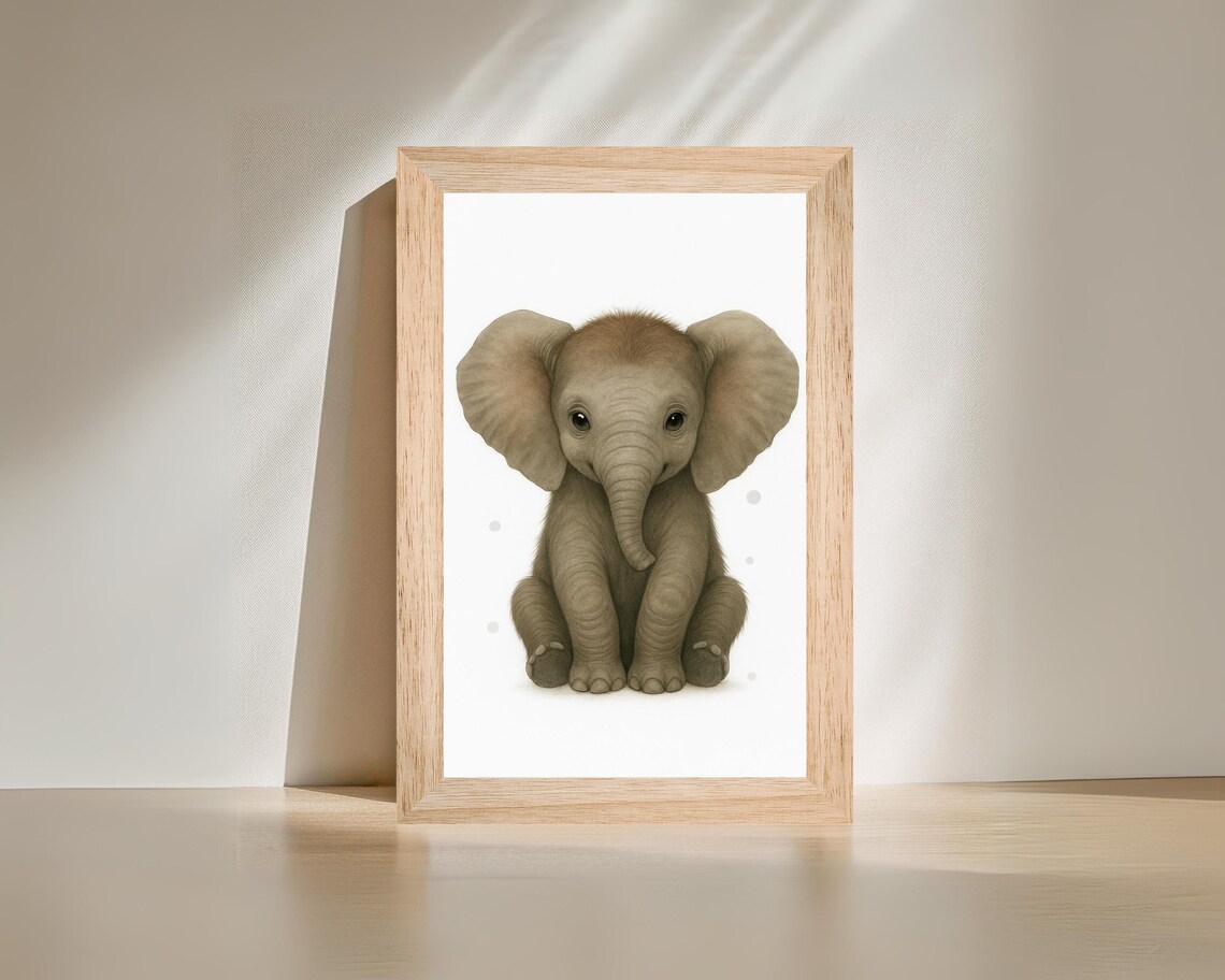 Elephant Nursery Art Print, Safari Animal Decor