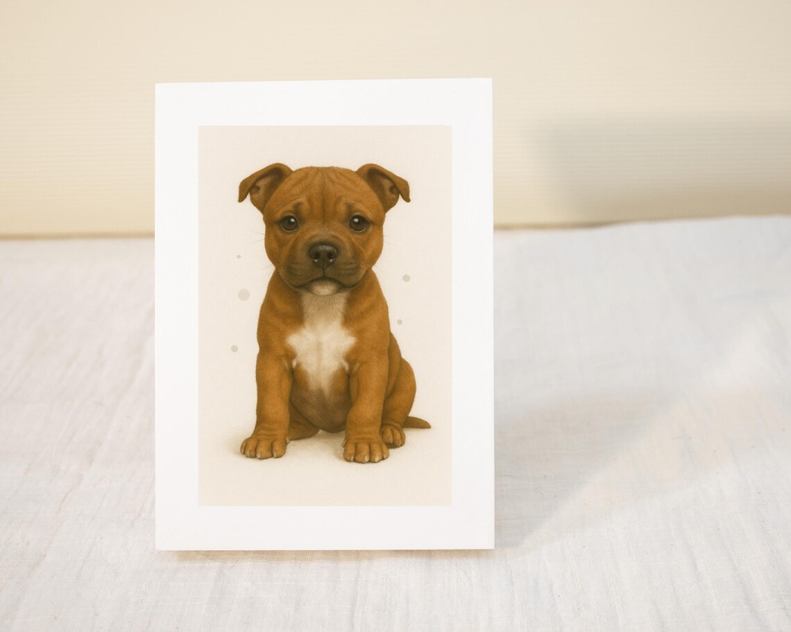 Stafford Bull Terrier, Cute Nursery Dog Art - Image 3