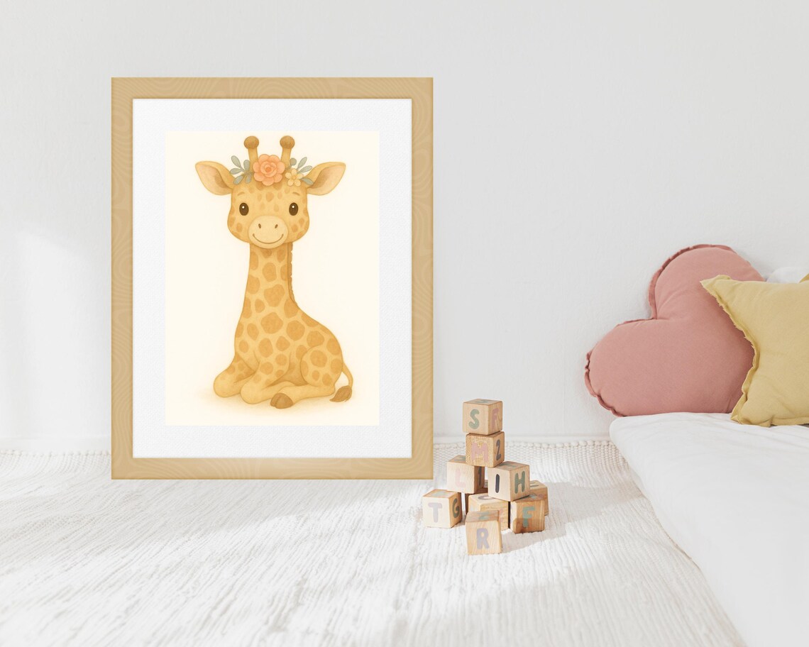 Safari Giraffe Nursery Print, Boho Baby Room