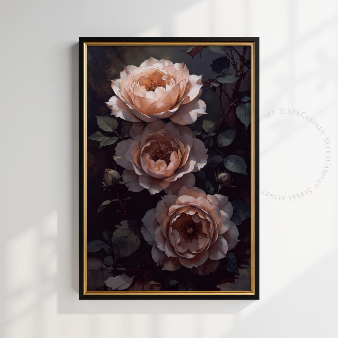 Moody Vintage Flower Print Dark Floral Still Life Oil Painting Dark Academia Wall Art Antique Art Mjbgz4