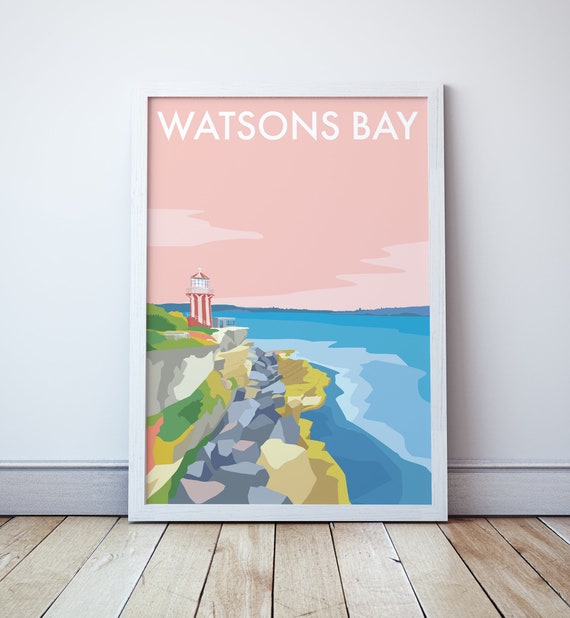Watsons Bay Hornby Lighthouse Sydney Vintage Travel Poster