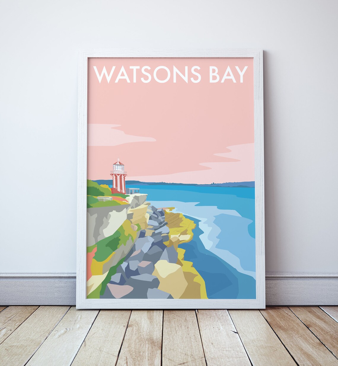 Watsons Bay Hornby Lighthouse Sydney Vintage Travel Poster