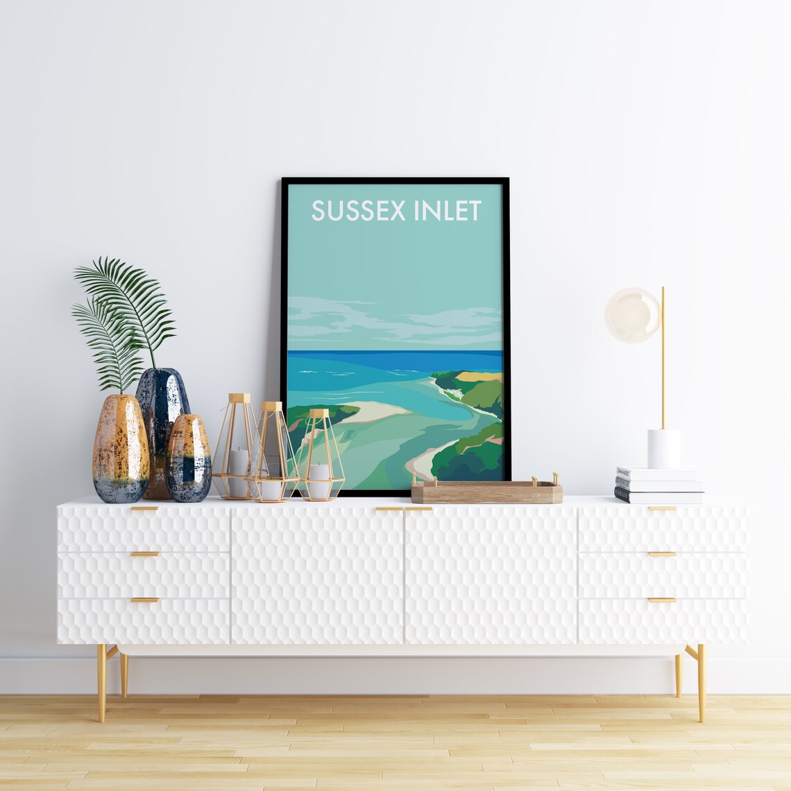 Sussex Inlet Turquoise River Mouth Coastal Illustration Art Poster - Image 3