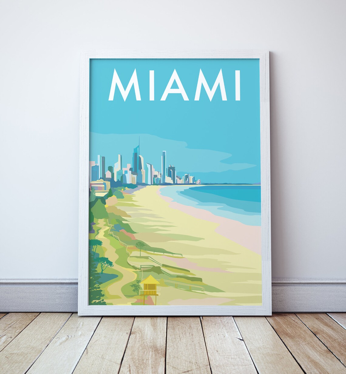 Scenic Miami Gold Coast Skyline Queensland Beach Travel Poster