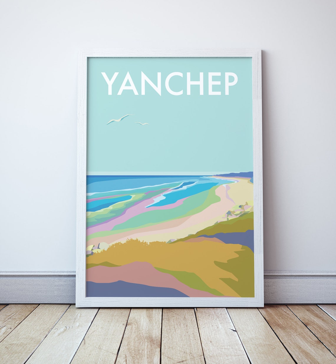 Yanchep Western Australia Pastel Shoreline Surf Travel Poster