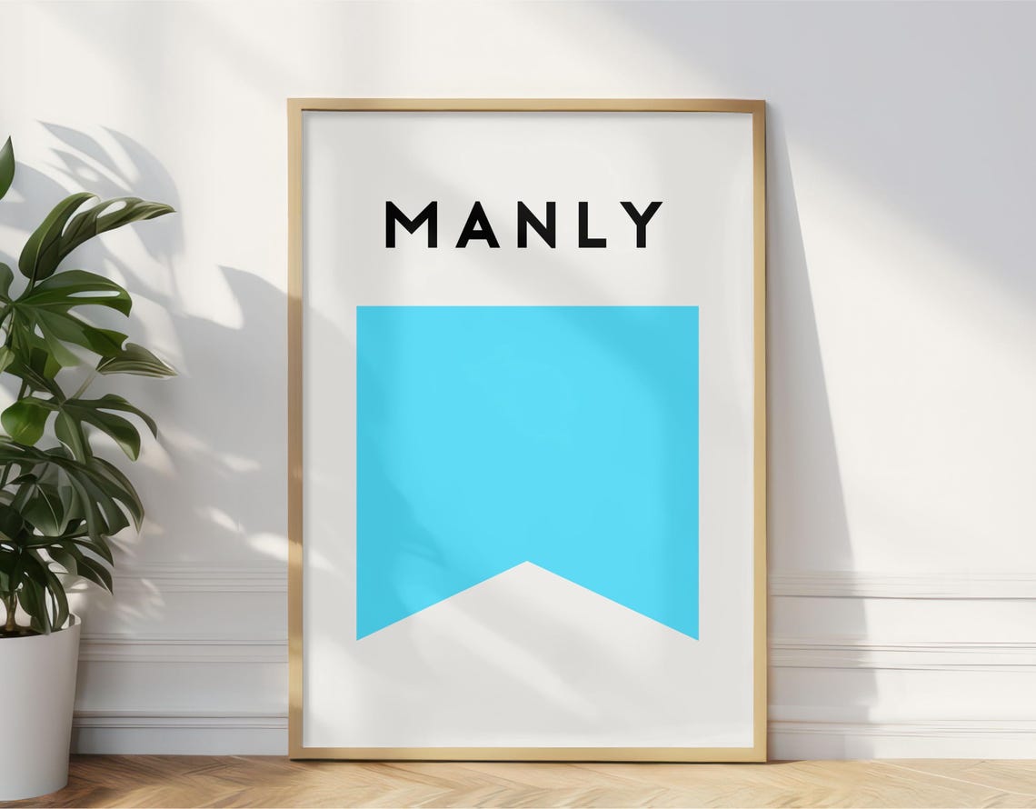 Manly Surf Lifesaving Beach Flag Coastal Minimalist Art Print
