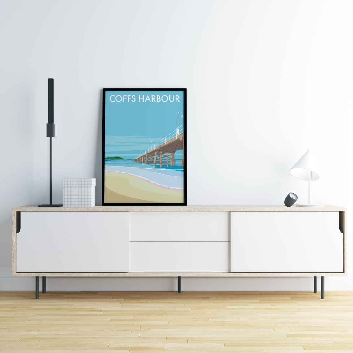 Coffs Harbour Jetty Beach Sunny Day Scene Australia Travel Poster - Image 2