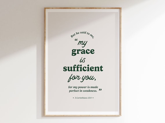 2 Corinthians 12 9 My Grace Is Sufficient Retro Green Bible Poster