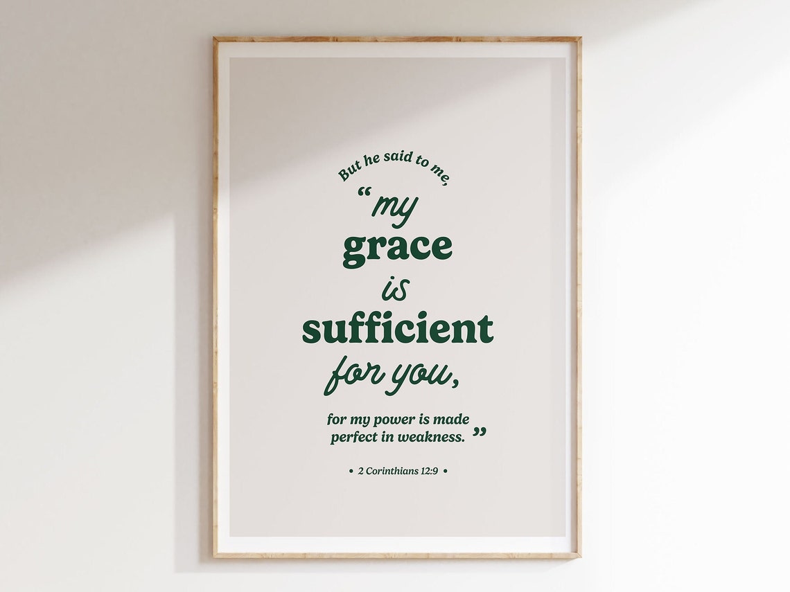 2 Corinthians 12 9 My Grace Is Sufficient Retro Green Bible Poster