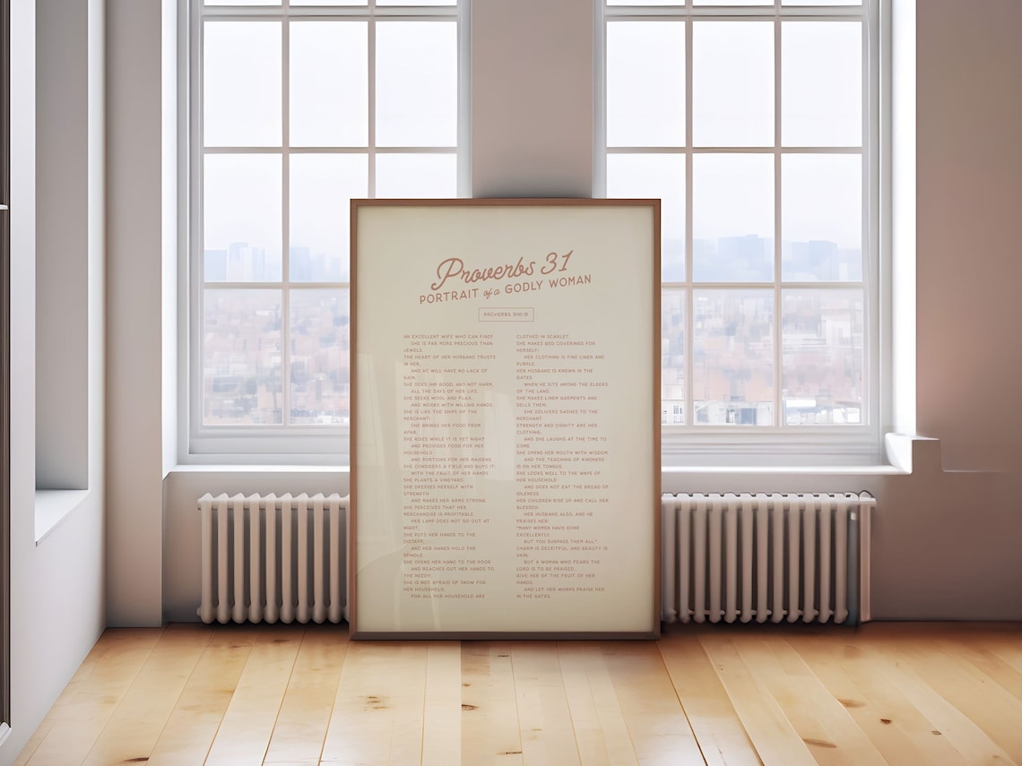 Proverbs 31 Woman Bible Verse Art Print, Retro Vintage - Image 5
