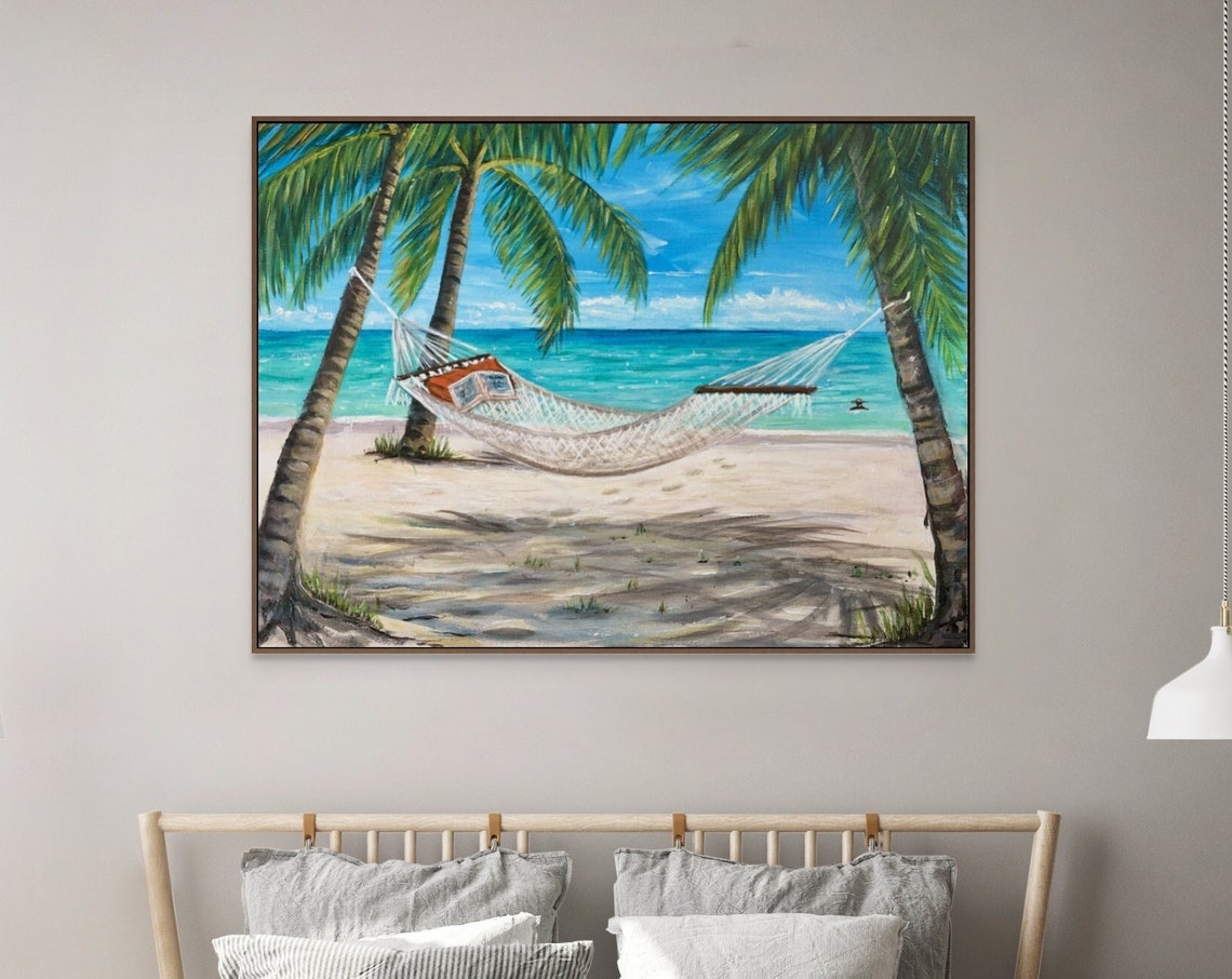 Beach Hammock Palms Ocean View Open Book Island Relaxing Travel Poster - Image 2