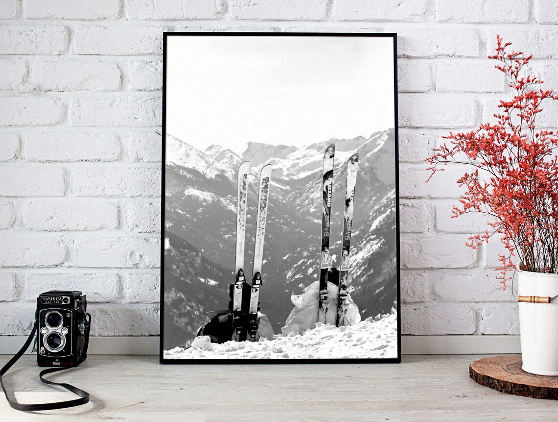 Vintage Apres Ski Photo Print, Black And White Skiing - Image 4