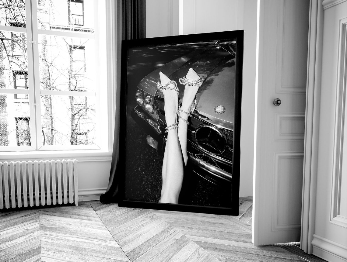 High Heel In Classic Car Print Hypebeast Wall Art Black And White Fashion Photography Feminist Poster Luxury Fashion Wall Art - Image 4