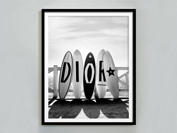 Dior Letter Surfboards Black and White Beach Luxury Photo Poster