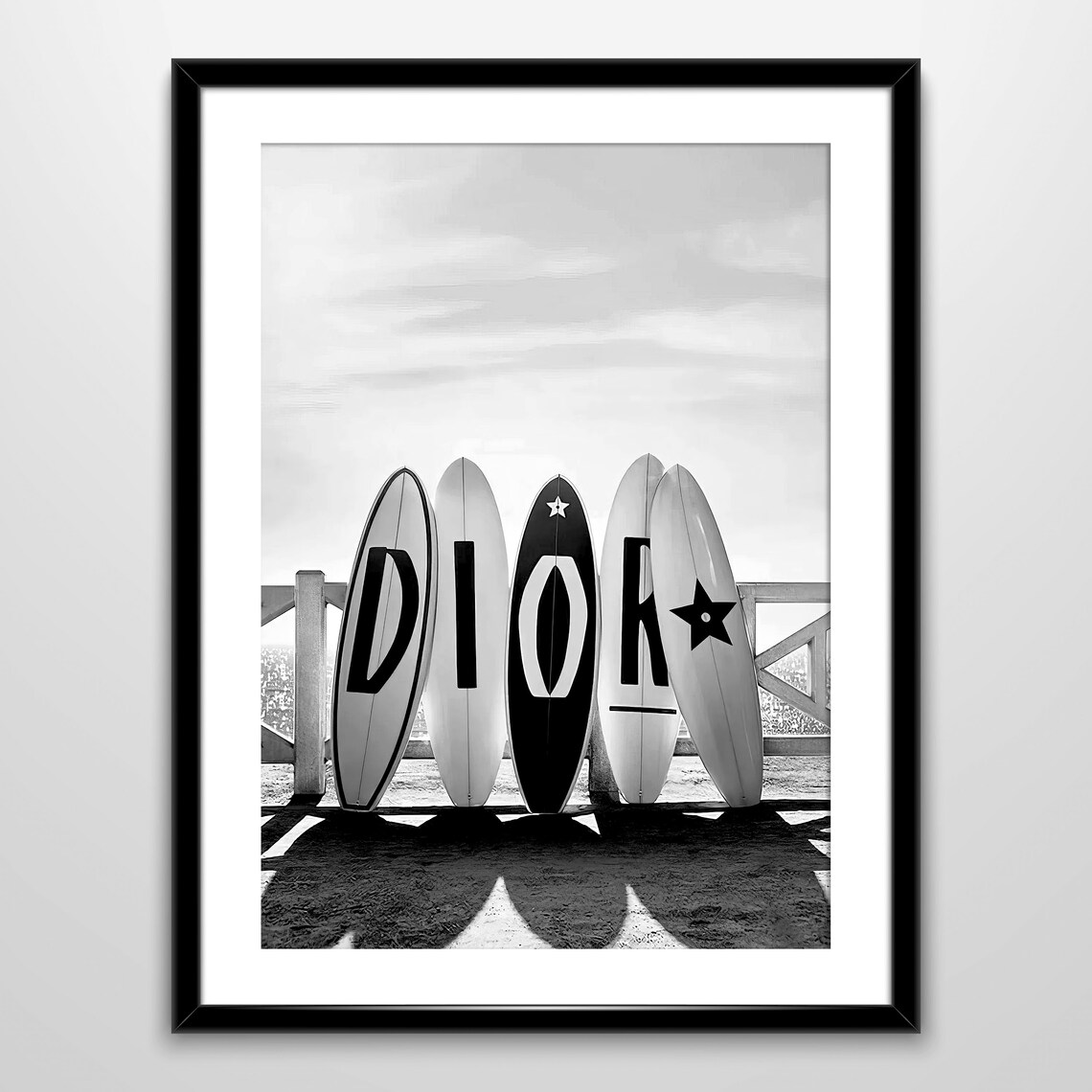 Dior Letter Surfboards Black and White Beach Luxury Photo Poster - Image 4