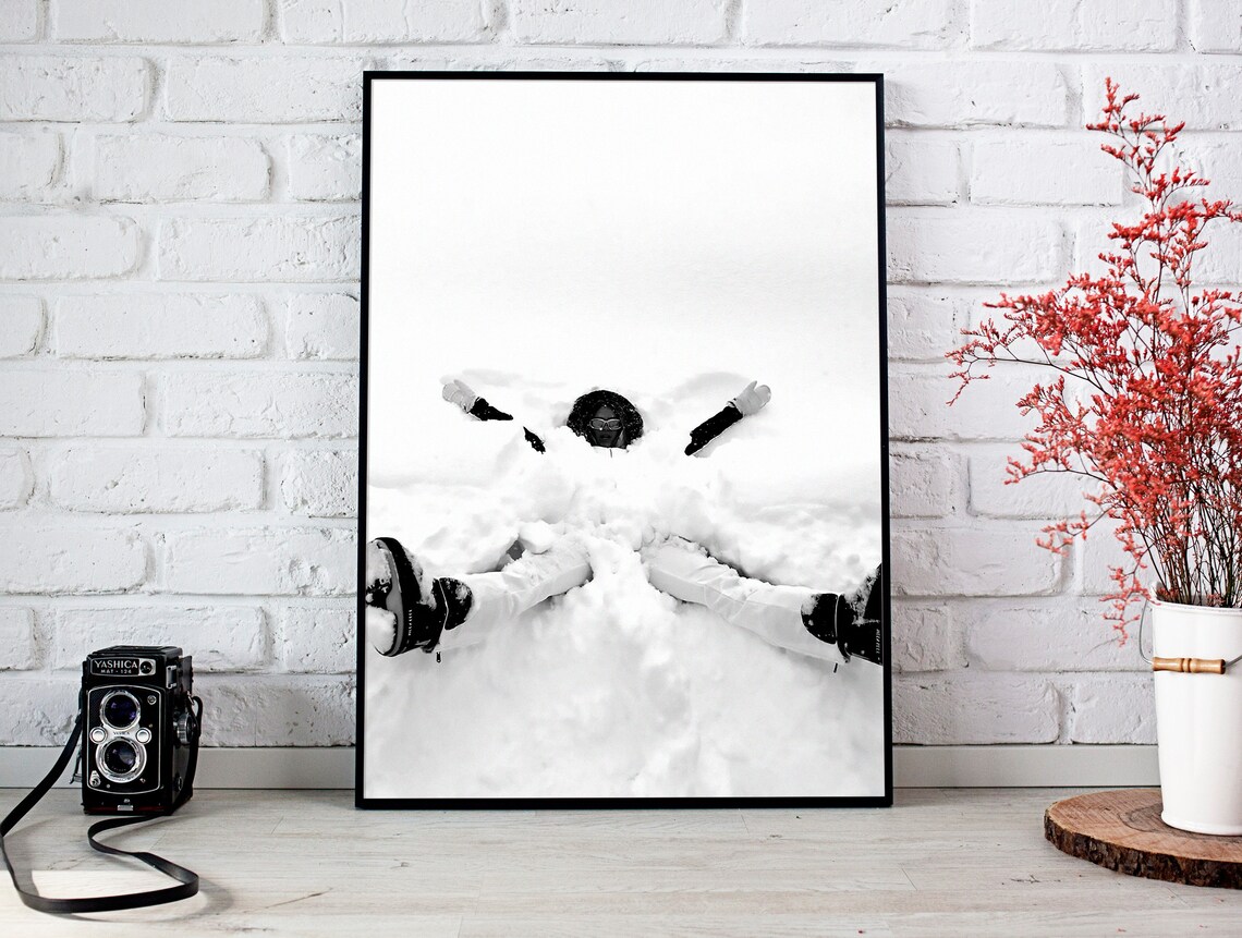 Snow Angel Woman Buried In Deep Fresh Snow Fun Winter Photo Poster - Image 2