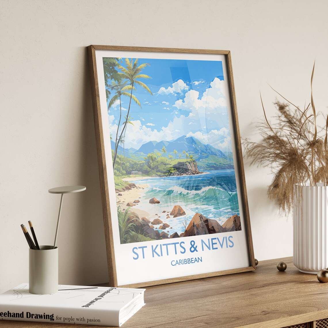 St Kitts And Nevis Travel Poster, Caribbean Art - Image 3