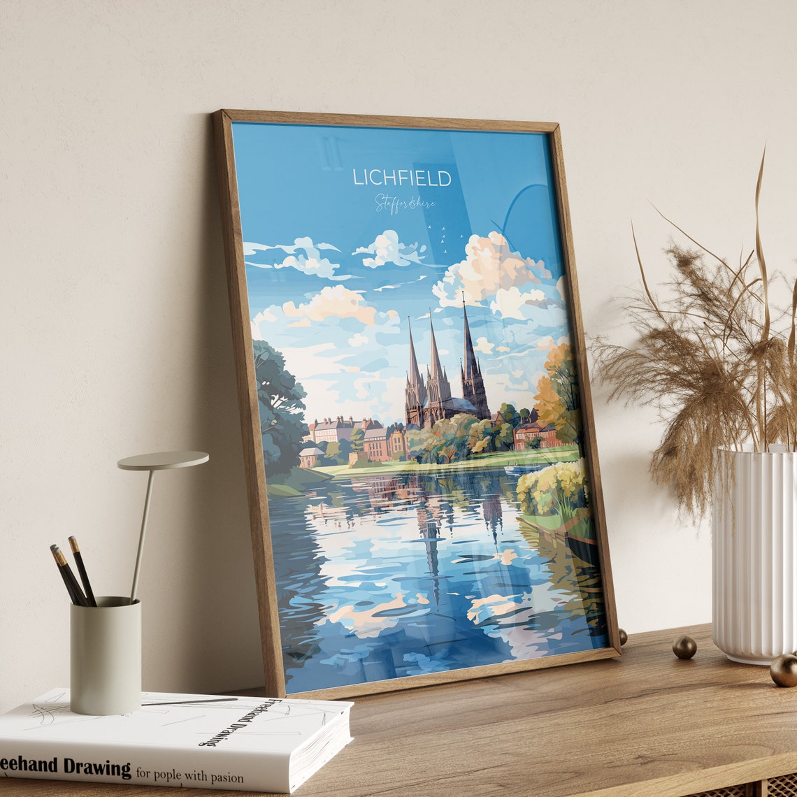 Lichfield Travel Poster Travel Print Of Lichfield England Staffordshire Art Lichfield Art Lovers Gift Wall Art Print - Image 3