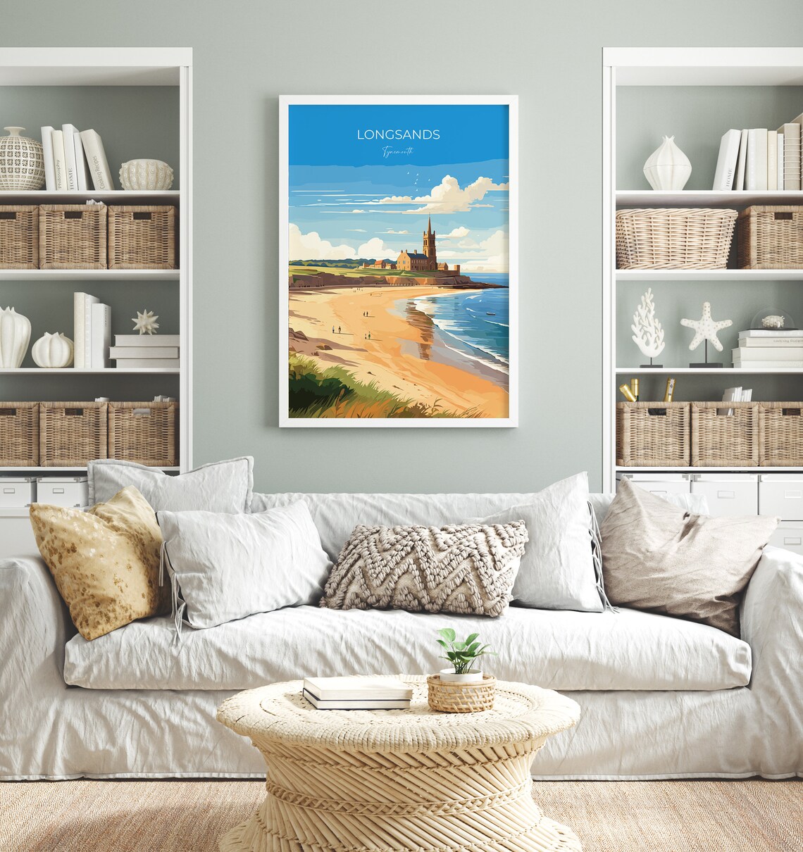 Longsands Tynemouth Golden Beach Church Seaside Travel Poster - Image 4