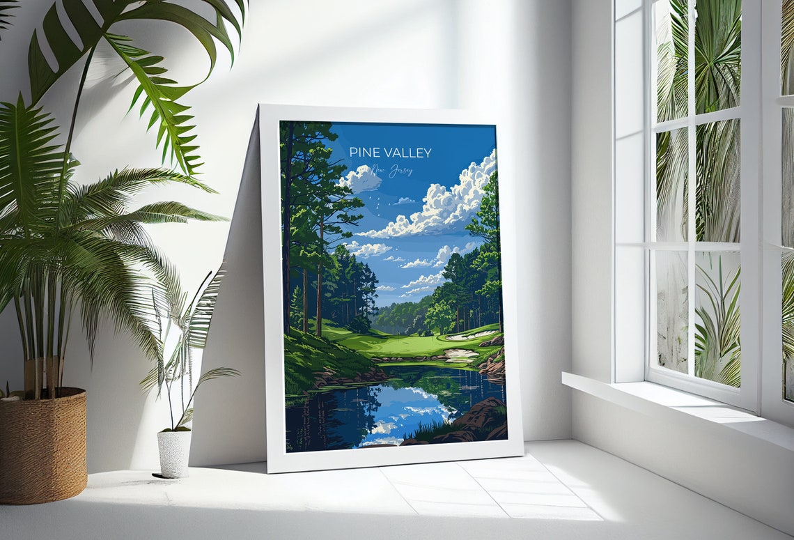Pine Valley New Jersey Golf Course Lakeside Vintage Script Poster - Image 3