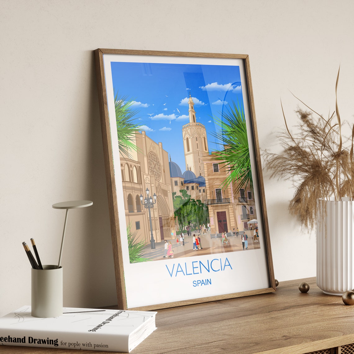 Valencia Cityscape Travel Poster - Image 3