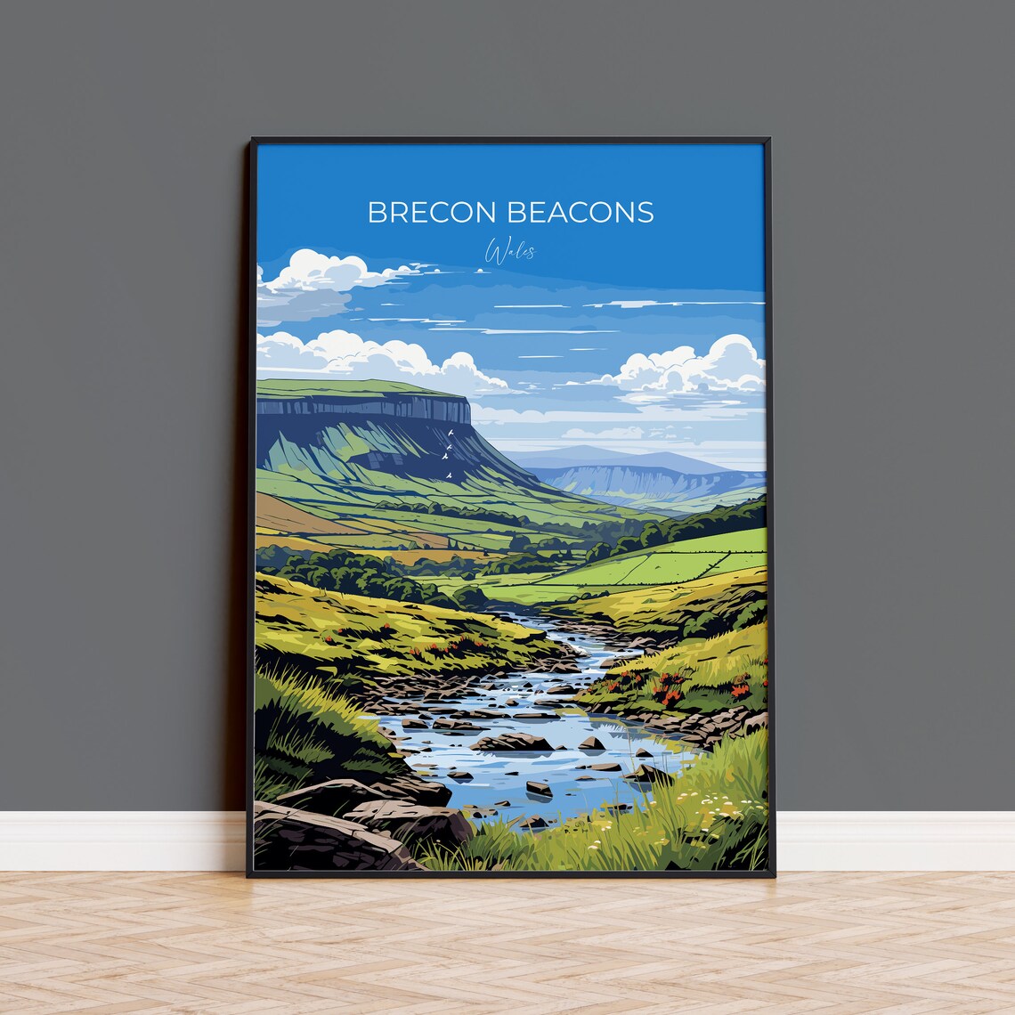 Brecon Beacons Travel Poster, Wales Wall Art Print