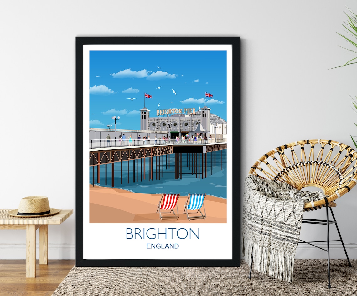 Brighton Travel Poster, Brighton Pier England UK