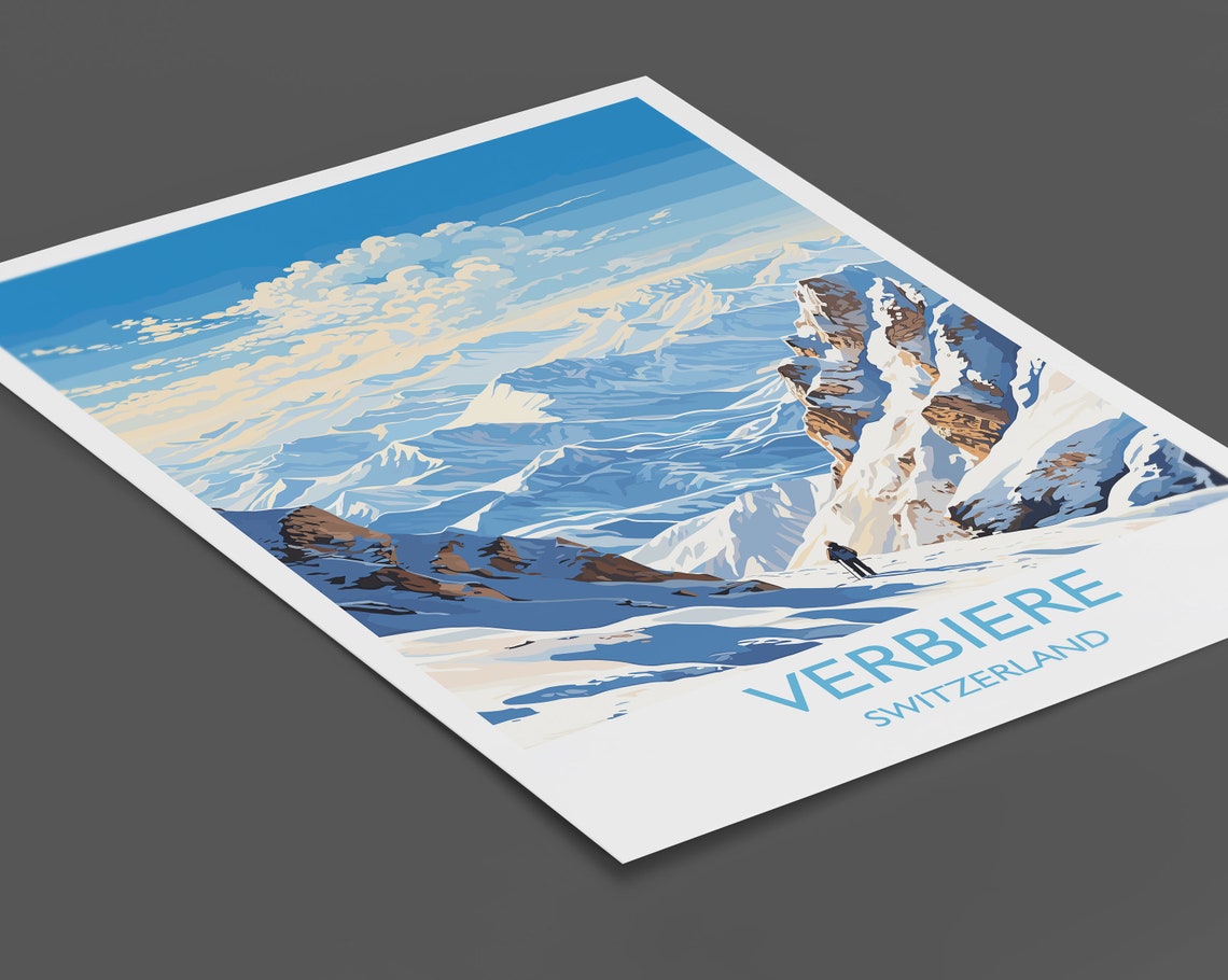 Verbiere Wall Art Travel Poster Travel Print Of Verbiere Ski Poster Verbiere Art Gift Switzerland Ski Art Travel Lovers Gift - Image 2