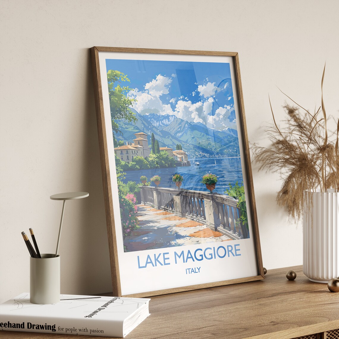 Lake Maggiore Italy Terrace Balcony Lakeside View Travel Poster - Image 2