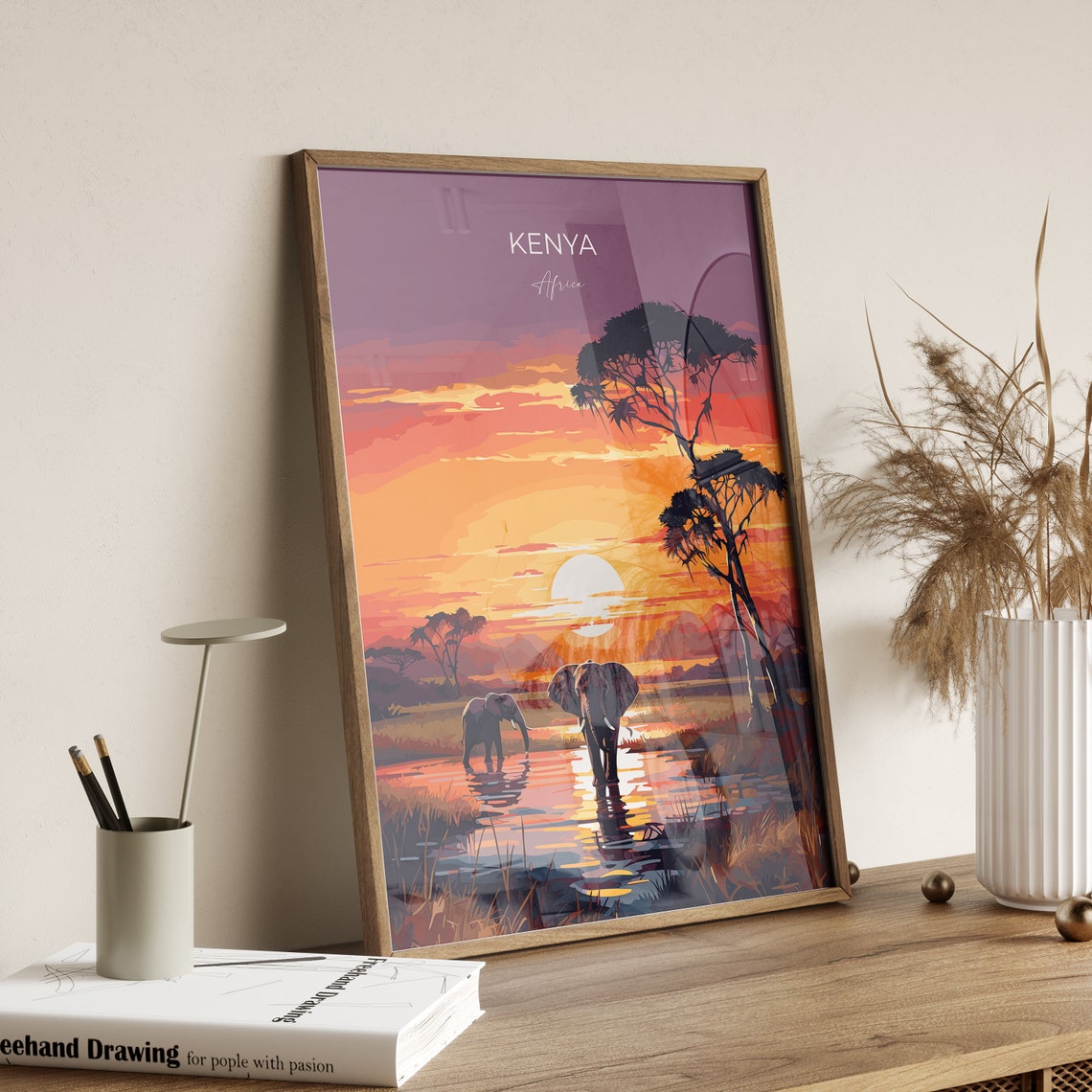 Kenya Travel Print Travel Poster Of Kenya Kenya Gift Kenya Sunset Africa Africa Art Gift Wall Art Print - Image 2