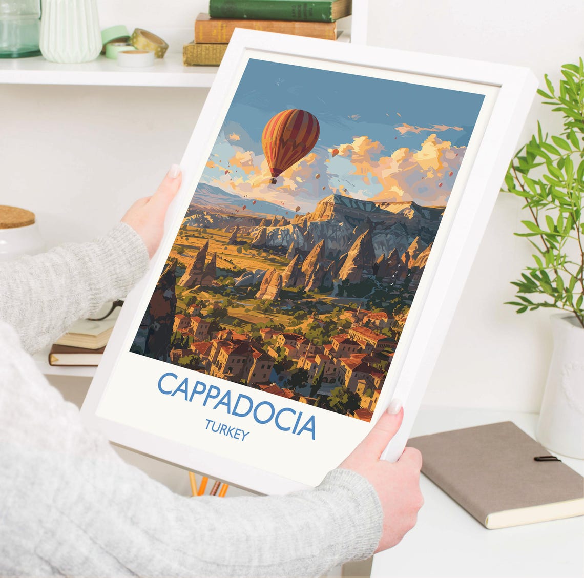 Cappadocia Balloon Valley View With Bottom Caption Band Poster - Image 3