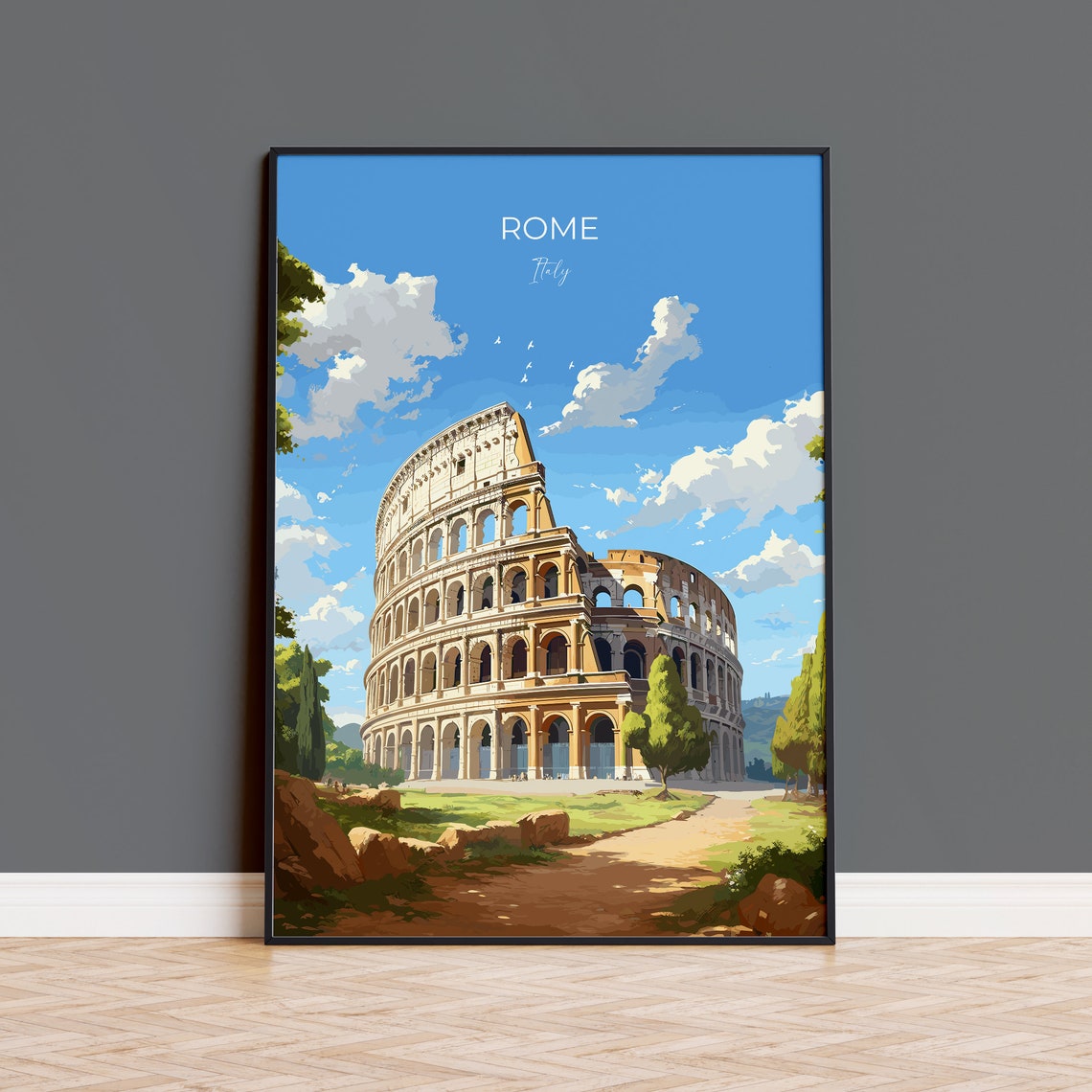 Rome Travel Poster Travel Print Of Rome Italy Poster Rome Art Lovers Gift Colosseum Rome Art Italy Travel Art
