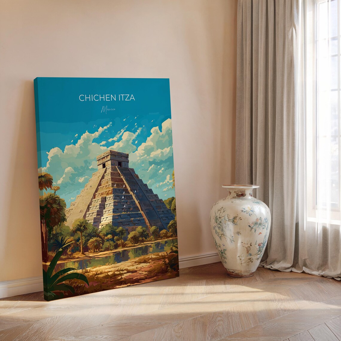 Chichen Itza Travel Poster, Mexico Travel Art - Image 2