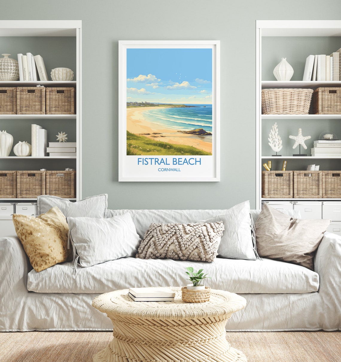 Fistral Beach Cornwall Rolling Surf Waves And Dunes Travel Poster - Image 4