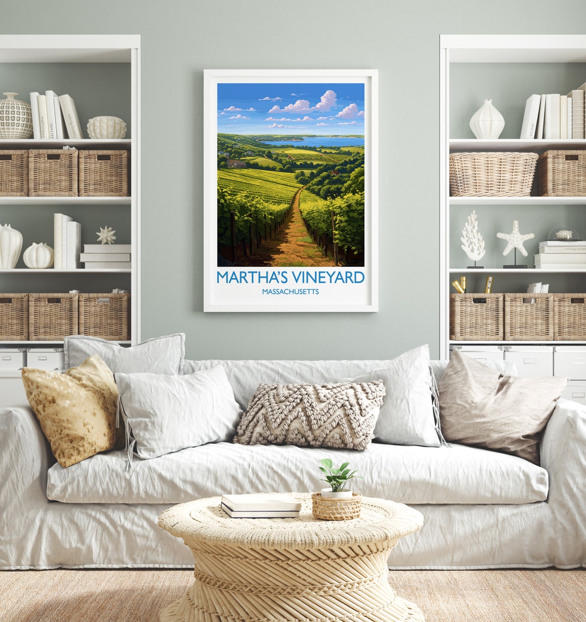 Martha's Vineyard Massachusetts Rolling Vineyards Landscape Poster - Image 4