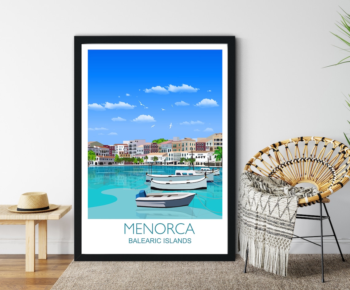 Menorca Travel Poster, Balearic Islands Print