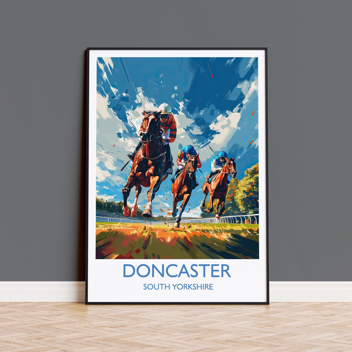 Doncaster South Yorkshire Horse Racing Jockeys Sport Travel Poster