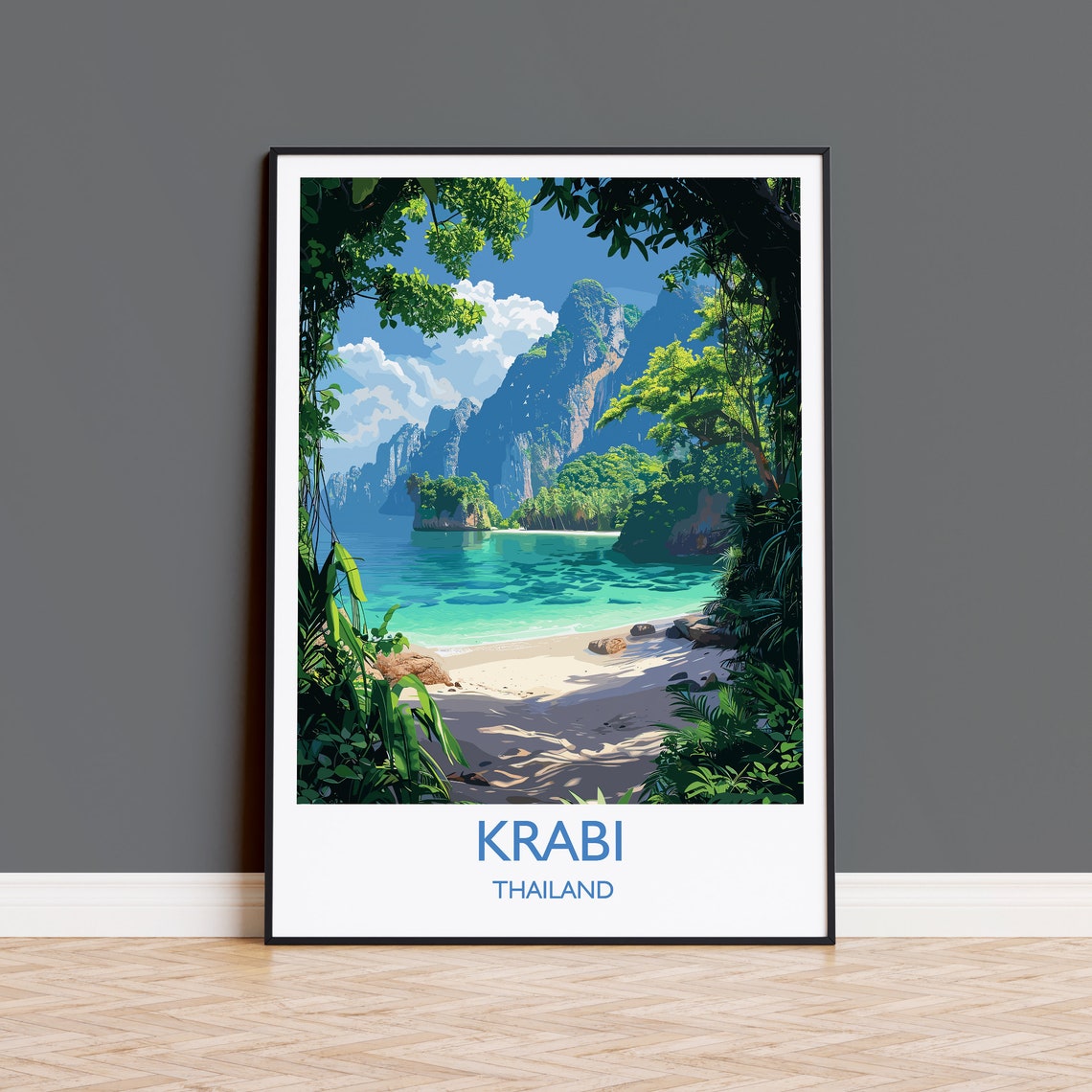 Krabi Thailand Secret Cove Karst Peaks Tranquil Bay Travel Poster
