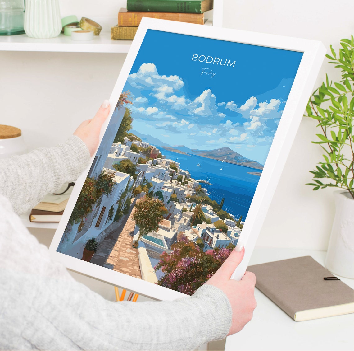 Bodrum Turkey Aegean White Old Town Coastline View Travel Poster - Image 5