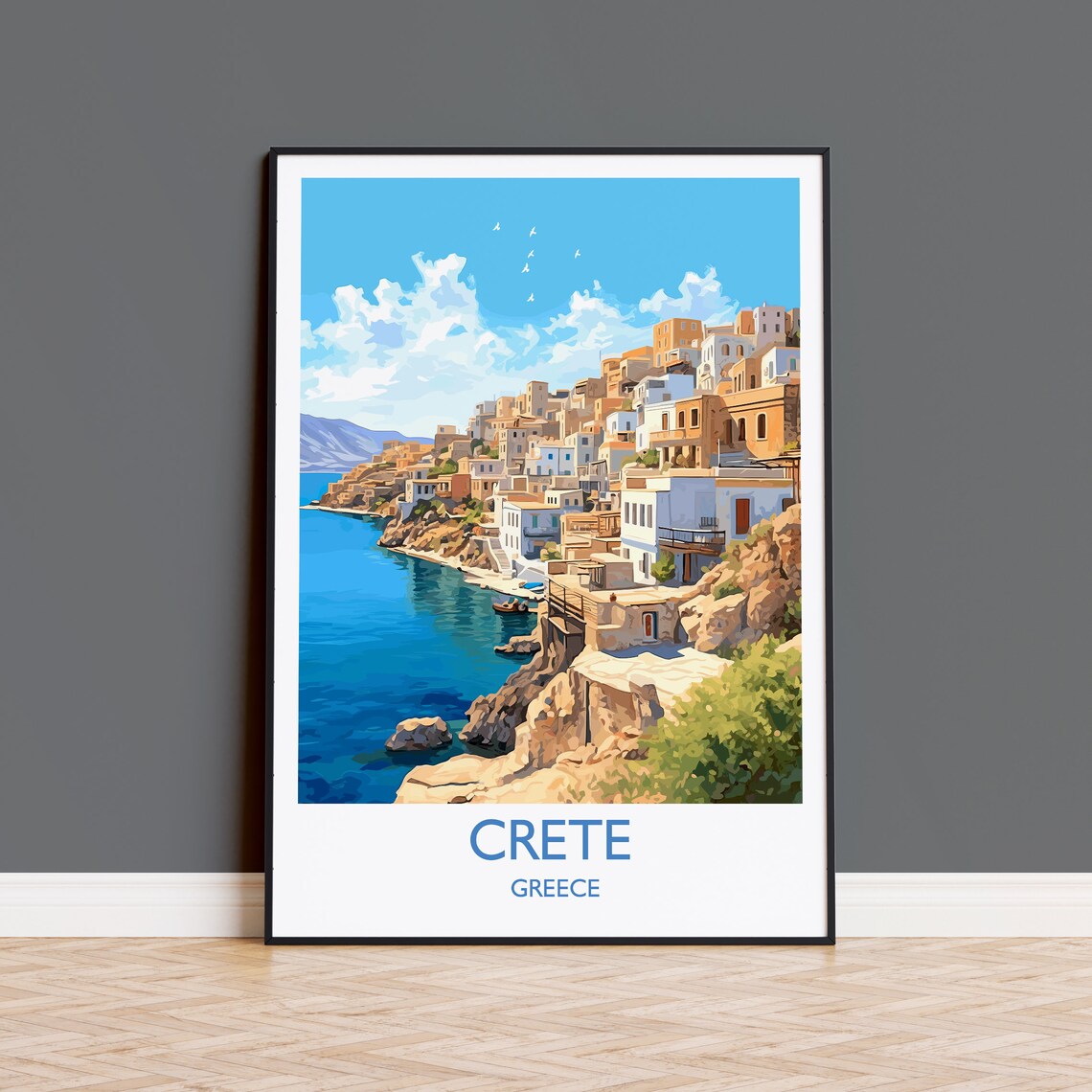 Crete Travel Poster, Greece Island Art Print