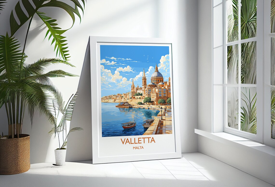 Valletta Travel Poster Malta Art Lovers Gift - Image 3