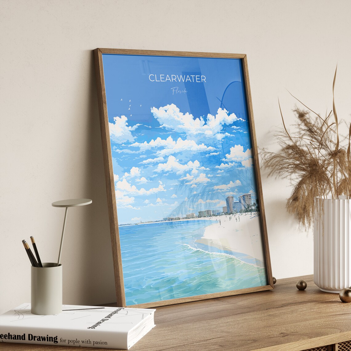 Clearwater Florida Beach Travel Poster Turquoise Gulf Coast Wall Decor - Image 2